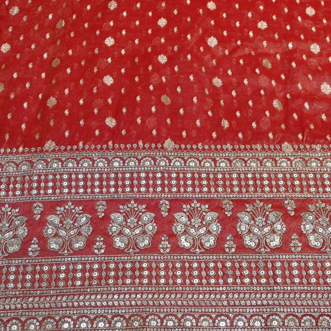 Georgette Tissue Zari With Sequence Embroidery Fabric