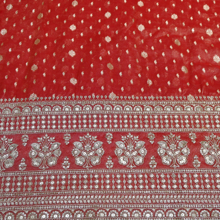 Georgette Tissue Zari With Sequence Embroidery Fabric