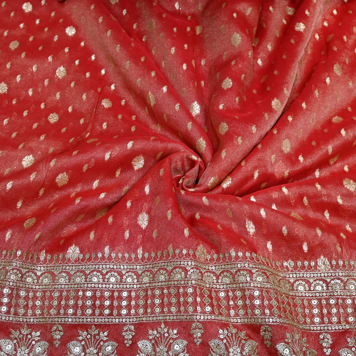 Georgette Tissue Zari With Sequence Embroidery Fabric