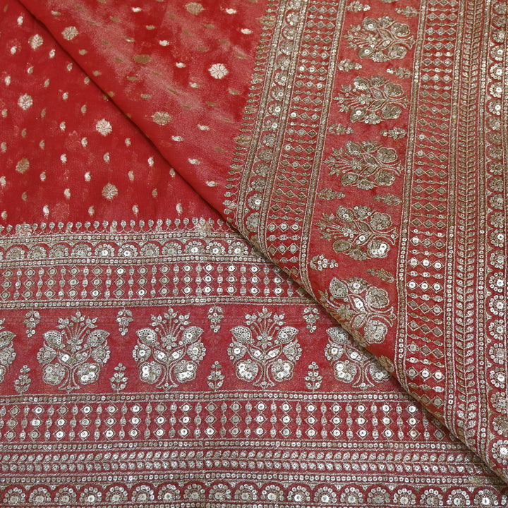 Georgette Tissue Zari With Sequence Embroidery Fabric