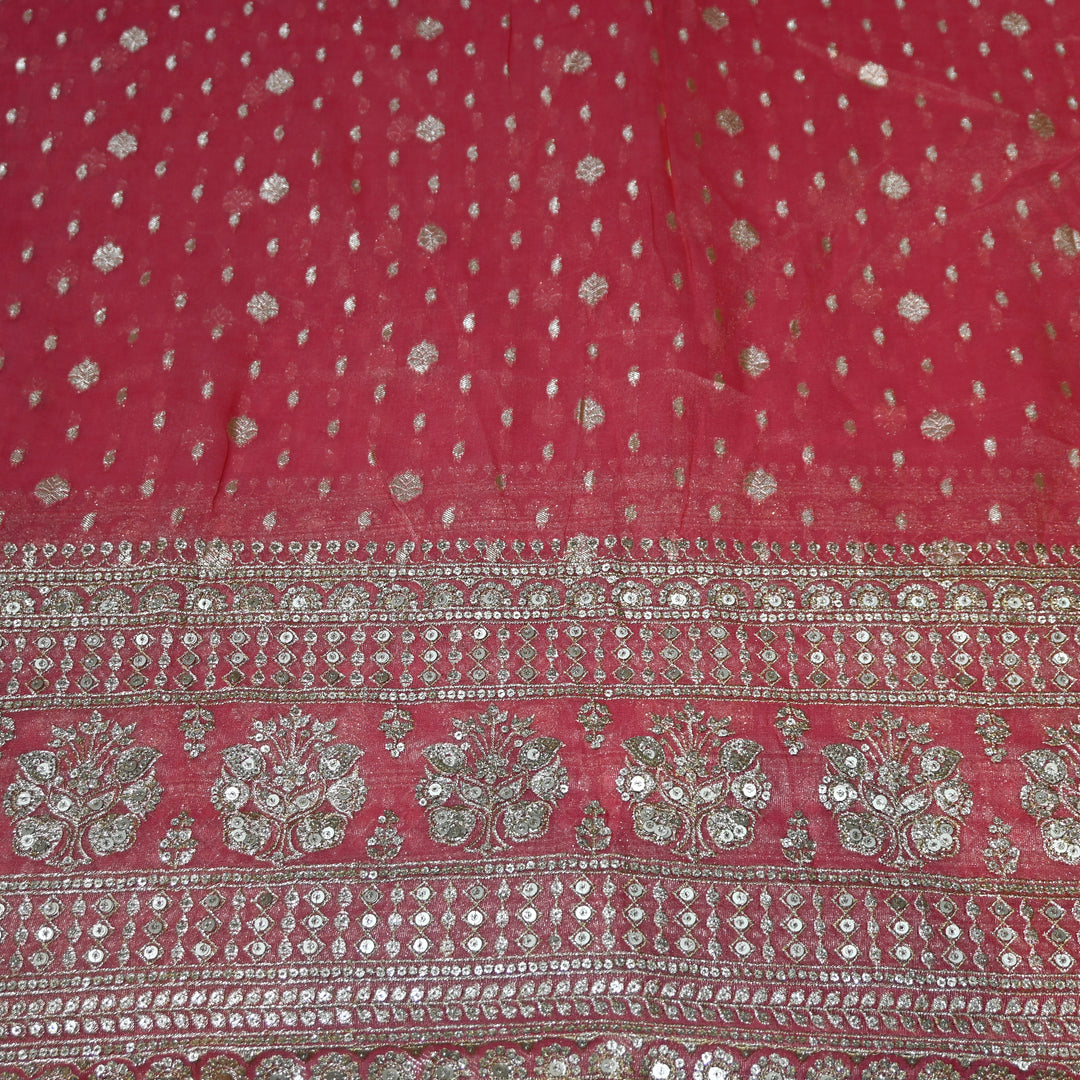 Georgette Tissue Zari With Sequence Embroidery Fabric