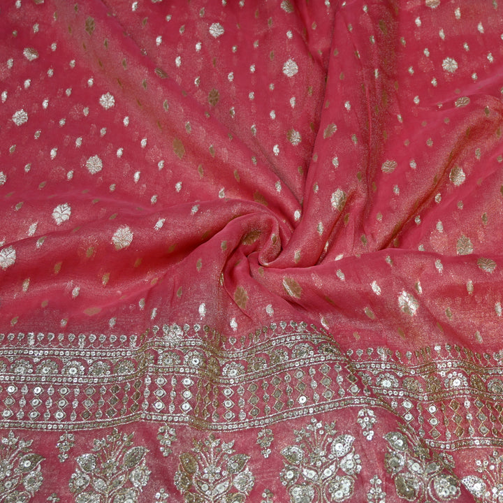 Georgette Tissue Zari With Sequence Embroidery Fabric