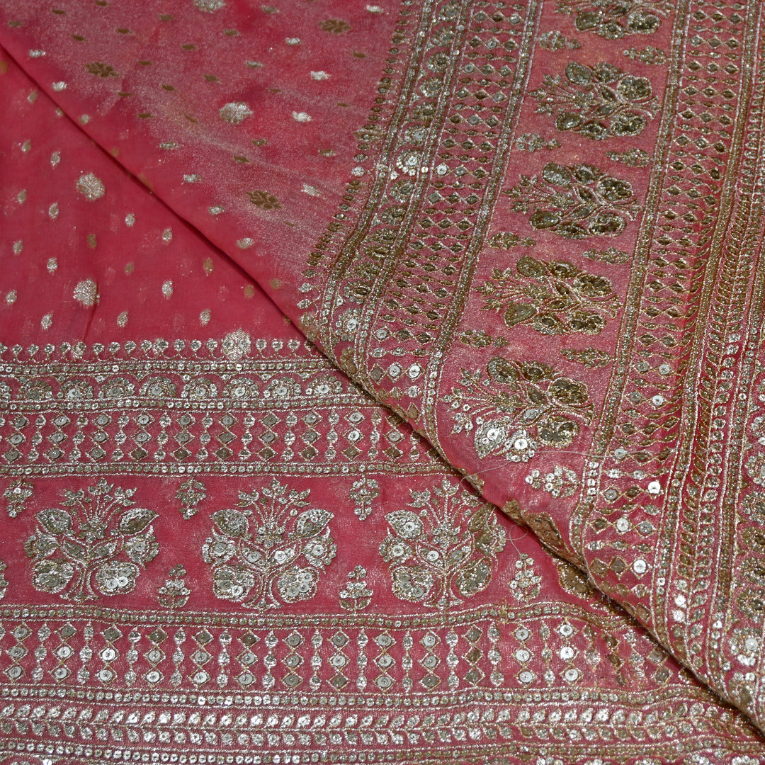 Georgette Tissue Zari With Sequence Embroidery Fabric