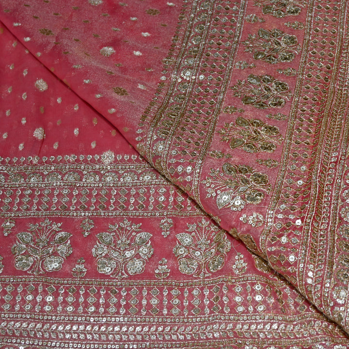 Georgette Tissue Zari With Sequence Embroidery Fabric