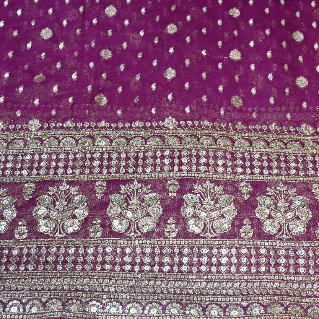 Georgette Tissue Zari With Sequence Embroidery Fabric