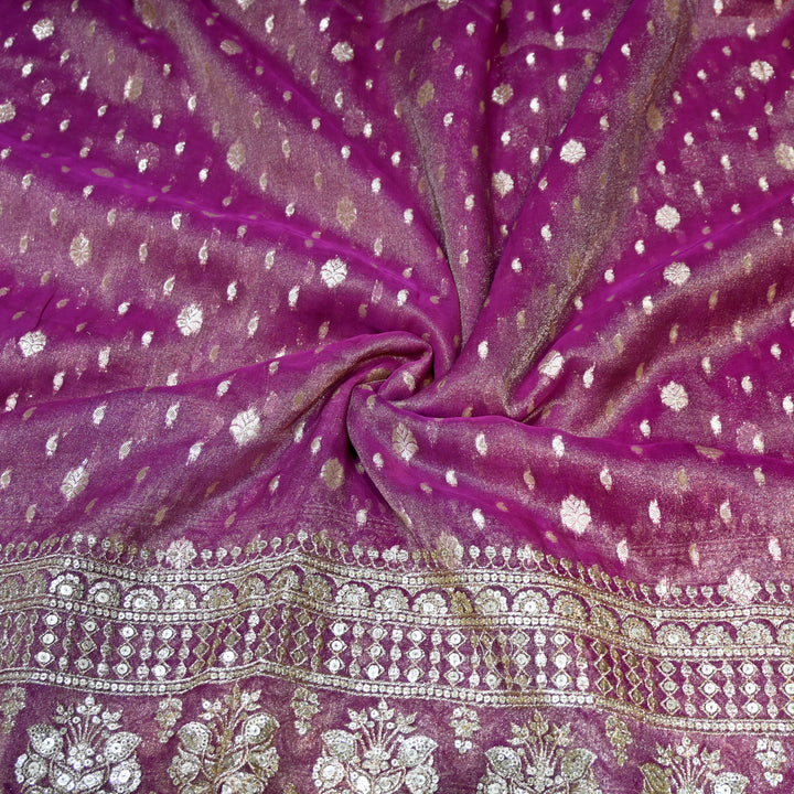 Georgette Tissue Zari With Sequence Embroidery Fabric