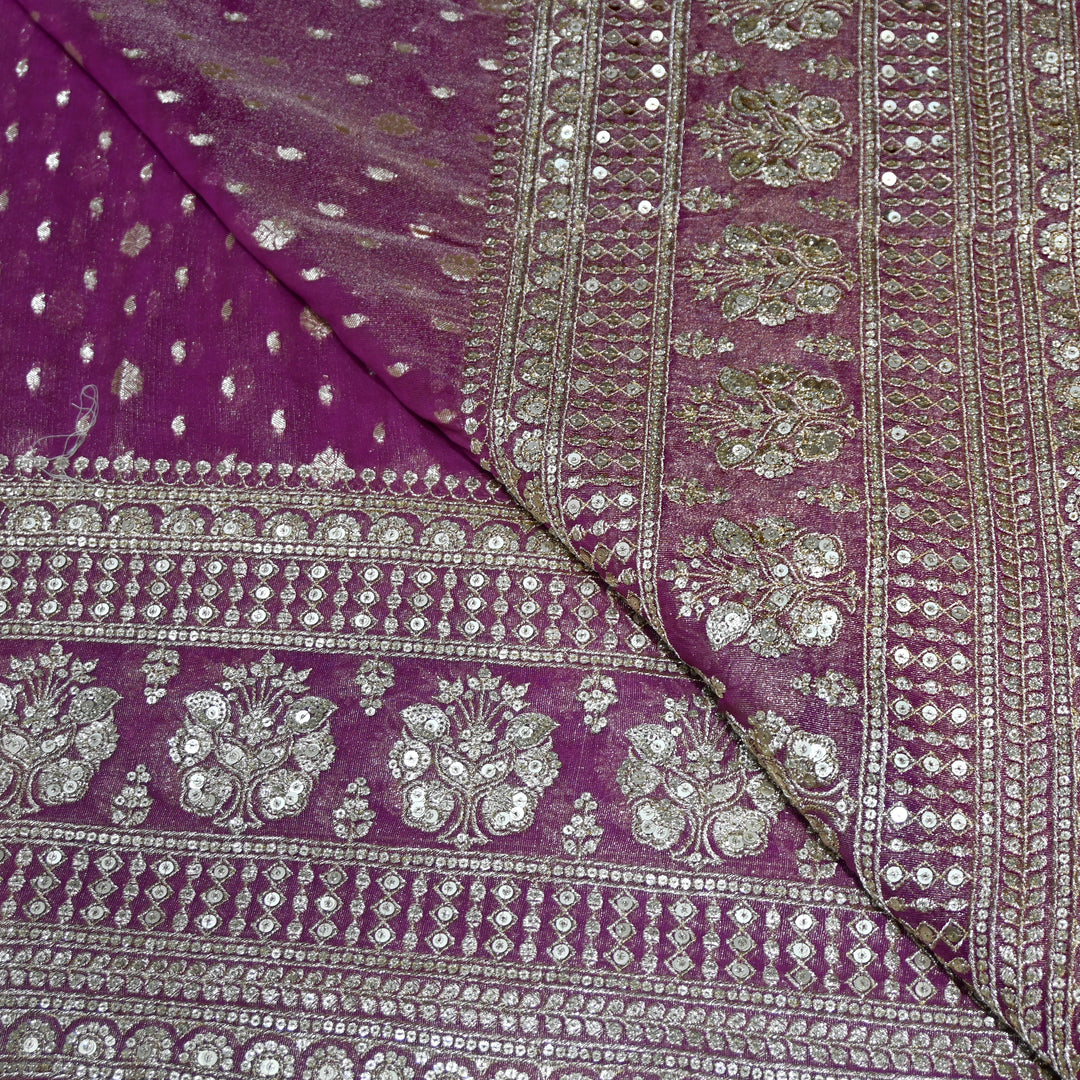 Georgette Tissue Zari With Sequence Embroidery Fabric