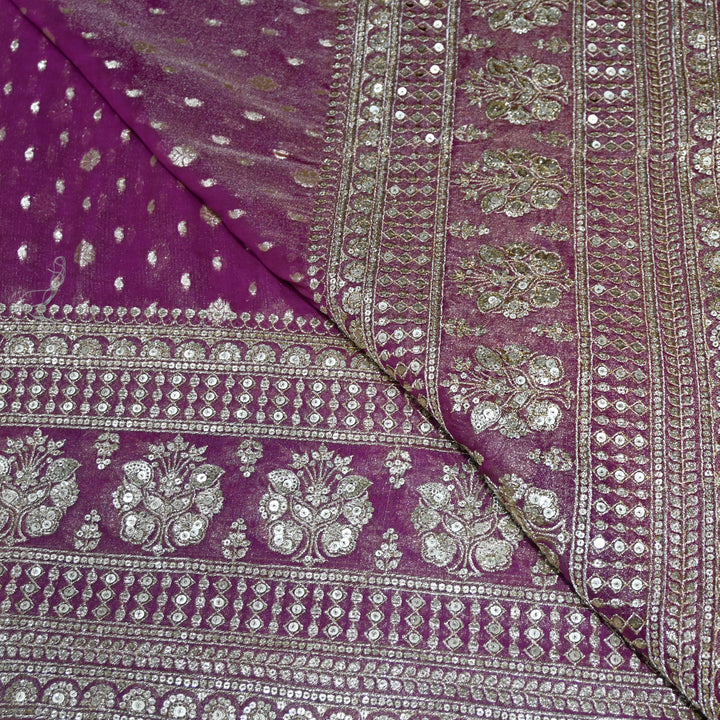 Georgette Tissue Zari With Sequence Embroidery Fabric