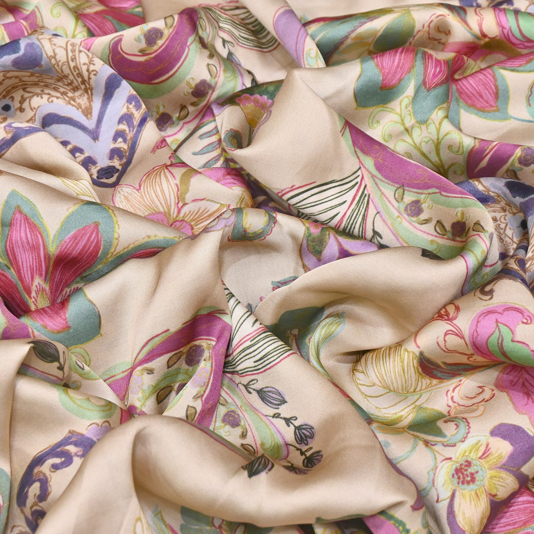 Bemberg Satin Digital Print Fabric | Soft Luxury Designer Fabric | 001333-50