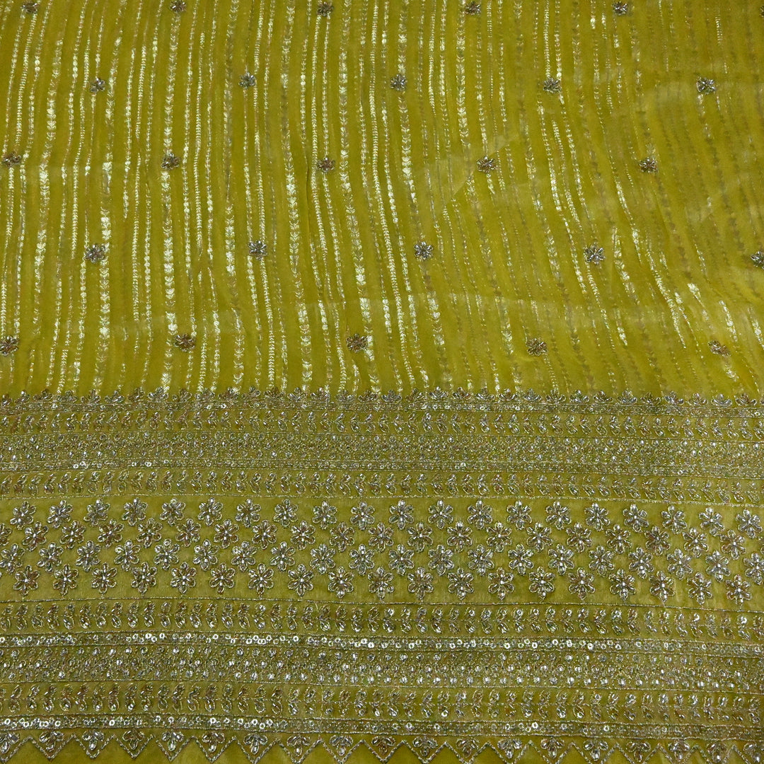 Georgette Tissue Zari Jacquard Embroidery Fabric