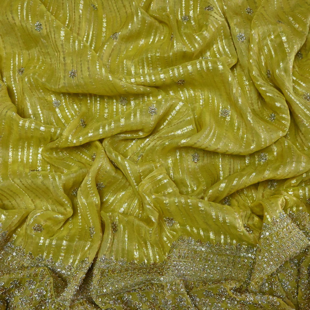 Georgette Tissue Zari Jacquard Embroidery Fabric