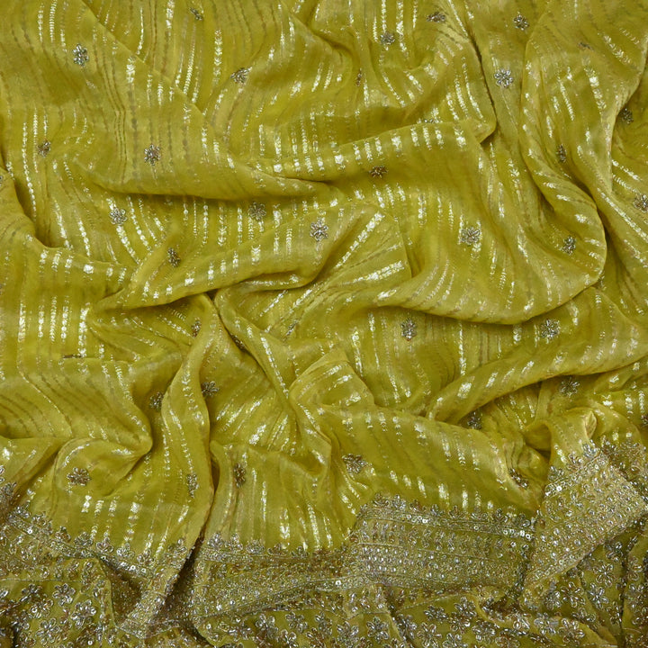 Georgette Tissue Zari Jacquard Embroidery Fabric