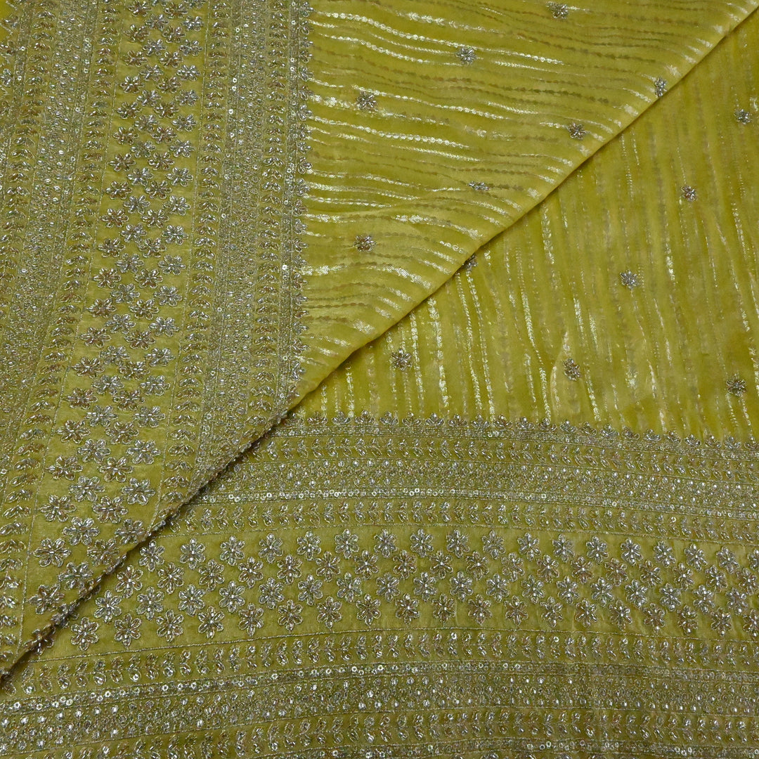Georgette Tissue Zari Jacquard Embroidery Fabric