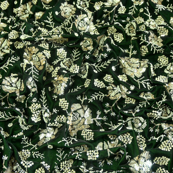 Velvet Zari With Sequins Moti Embroidery Fabrics