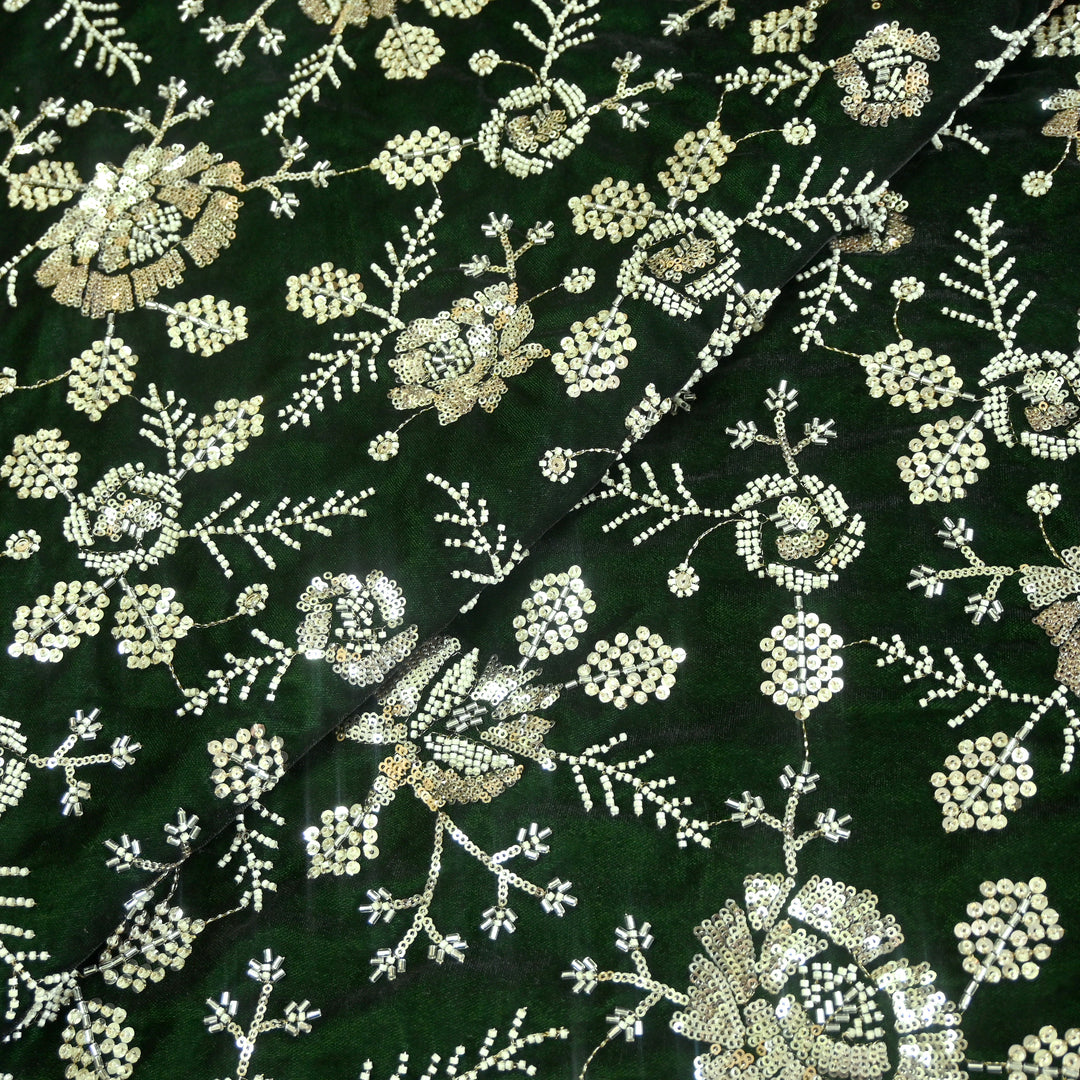 Velvet Zari With Sequins Moti Embroidery Fabrics