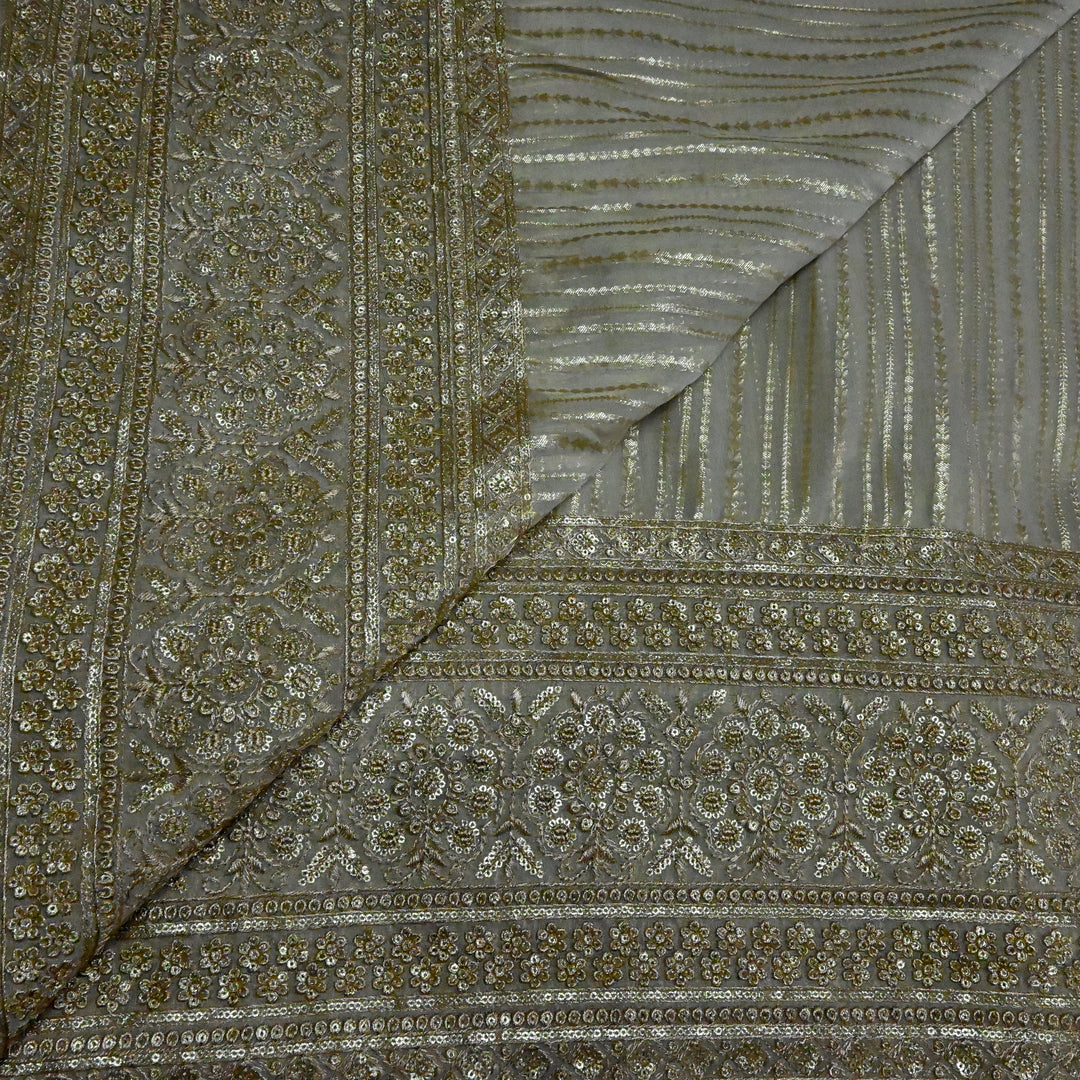 Organza Tissue Zari Jacquard Sequins Embroidery Fabric
