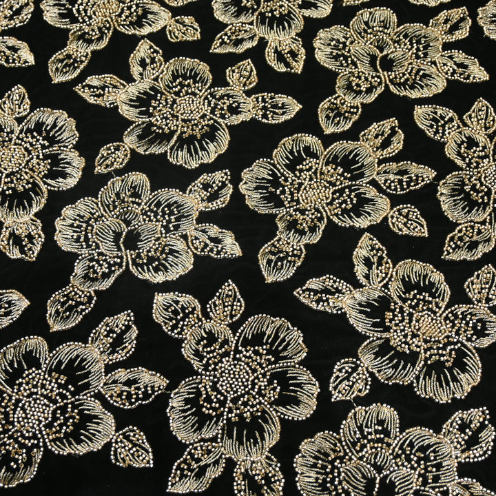 Velvet Zari Mirror With Sequins Embroidery Fabrics