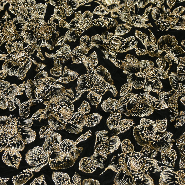 Velvet Zari Mirror With Sequins Embroidery Fabrics