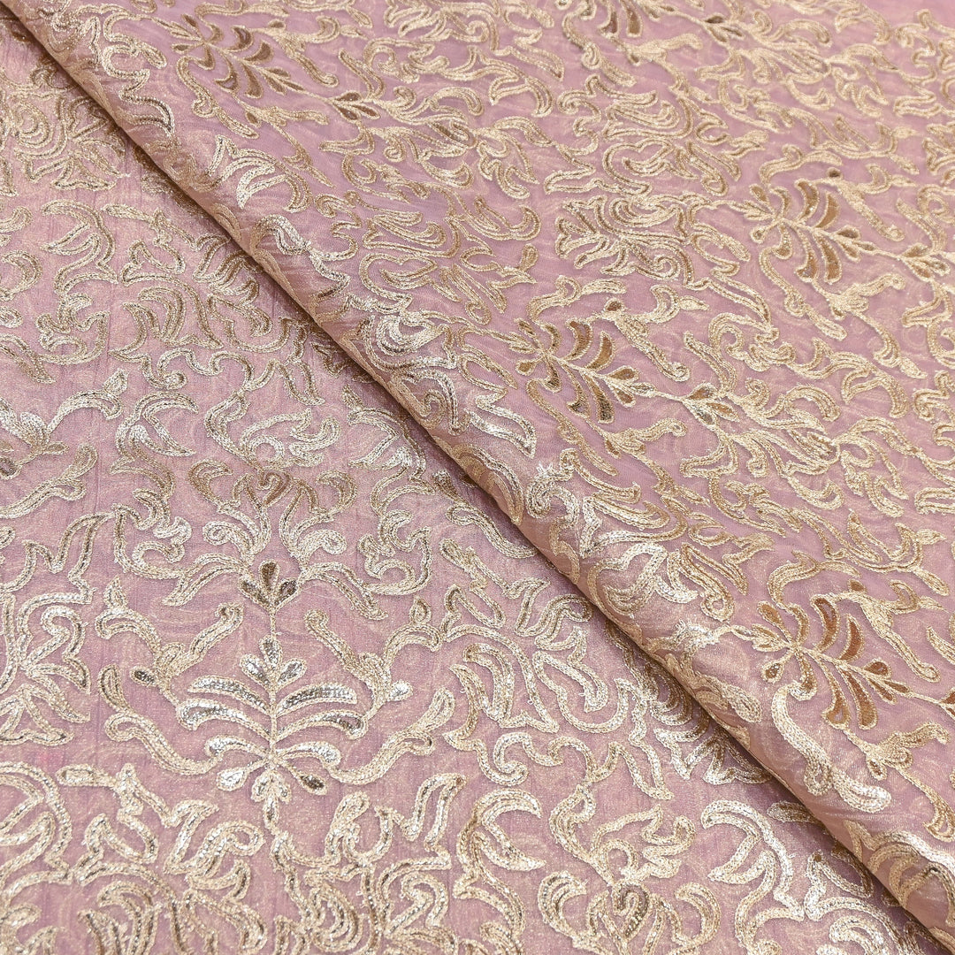 Crush Tissue Thread Embroidery Fabric | Elegant Designer Party Wear Fabric | FC81391-01