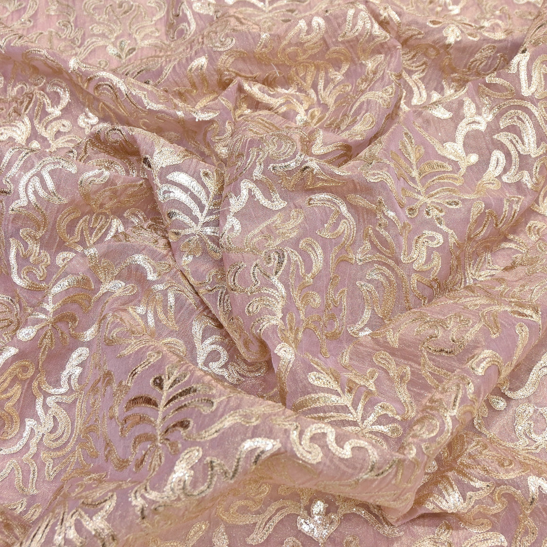Crush Tissue Thread Embroidery Fabric | Elegant Designer Party Wear Fabric | FC81391-01