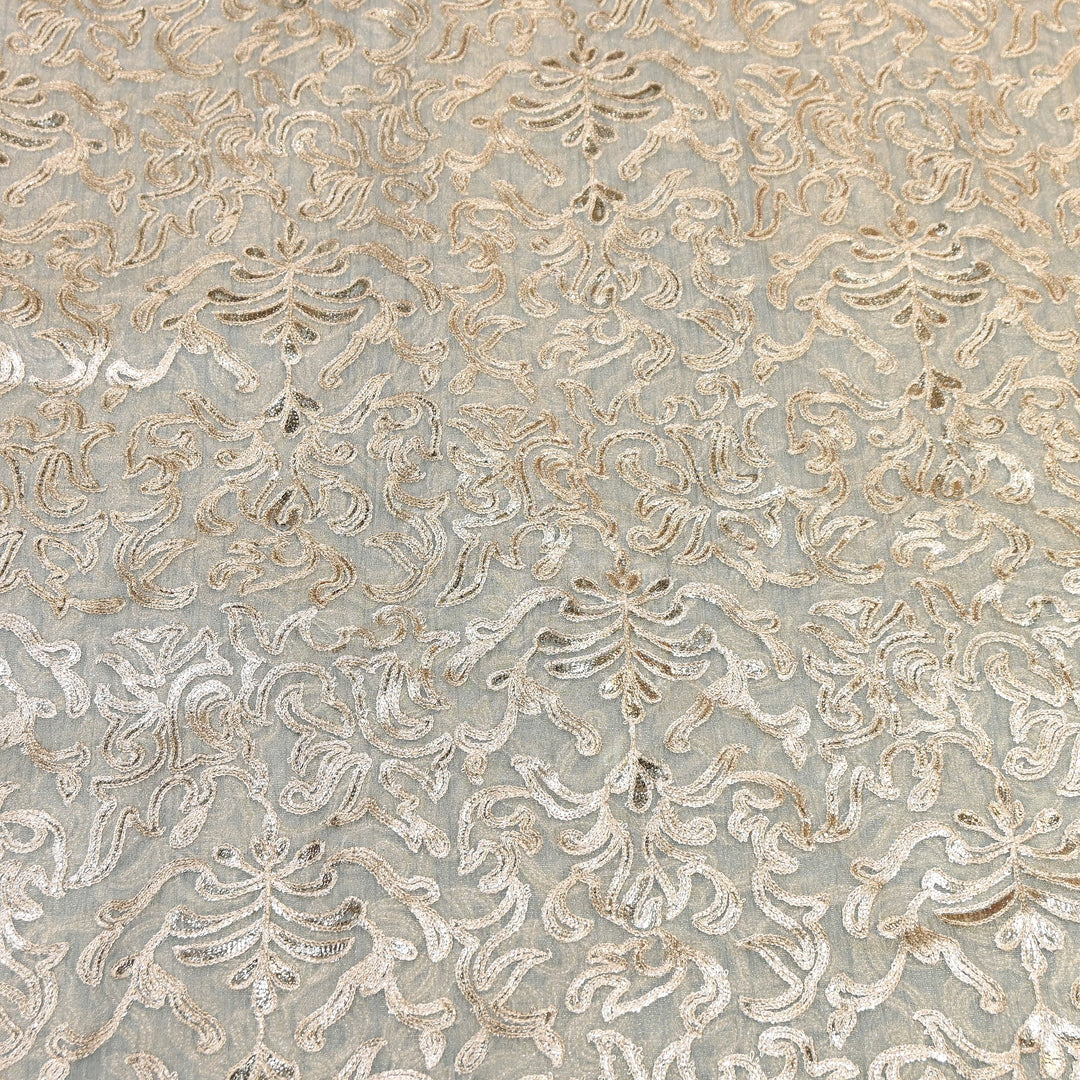 Crush Tissue Thread Embroidery Fabric | Elegant Designer Party Wear Fabric | FC81391-02