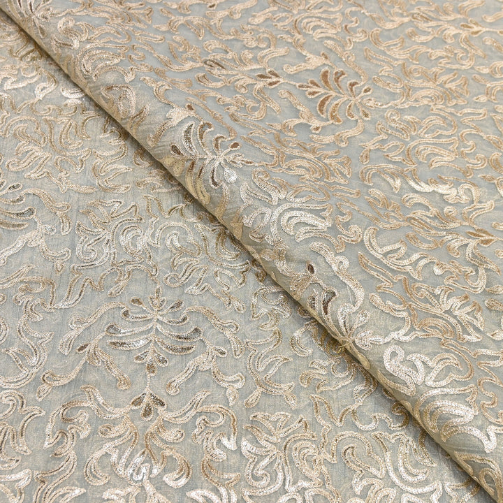 Crush Tissue Thread Embroidery Fabric | Elegant Designer Party Wear Fabric | FC81391-02