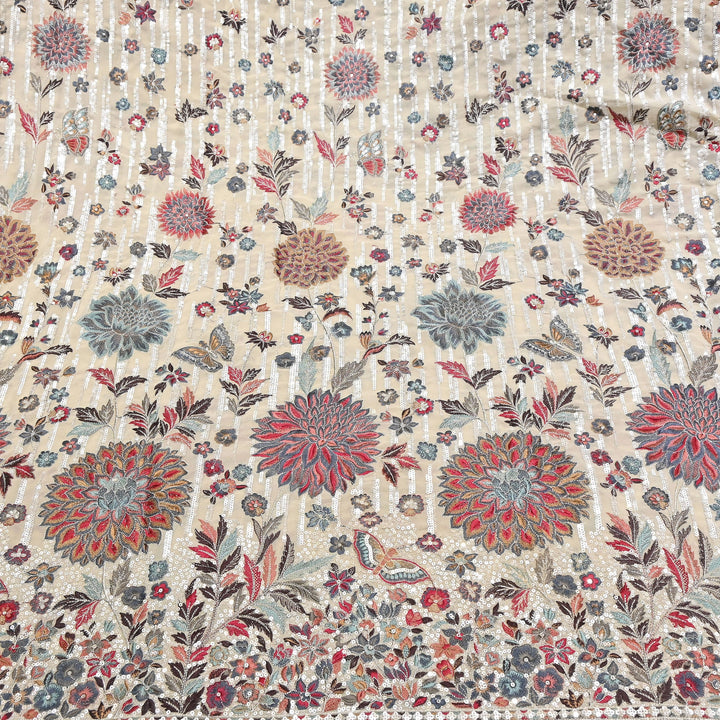 Viscose Georgette Zari With Sequins Embroidery Fabric 54" | D28765-01