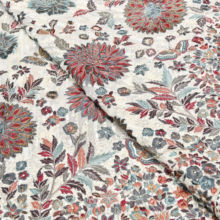Viscose Georgette Zari With Sequins Embroidery Fabric 54" | D28765-02
