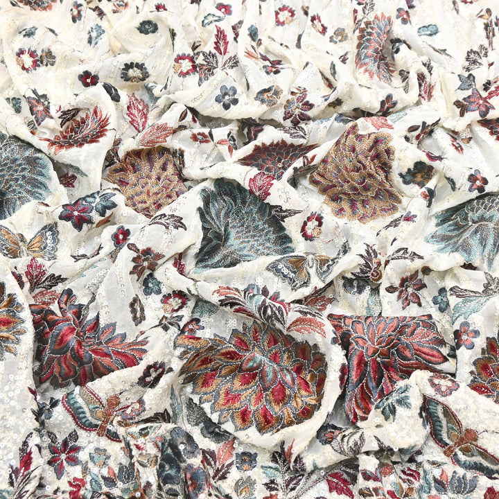 Viscose Georgette Zari With Sequins Embroidery Fabric 54" | D28765-02