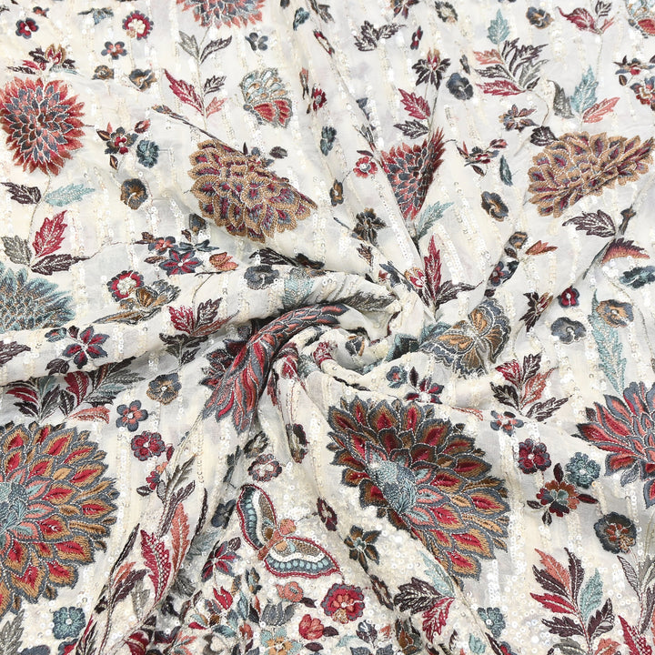 Viscose Georgette Zari With Sequins Embroidery Fabric 54" | D28765-02
