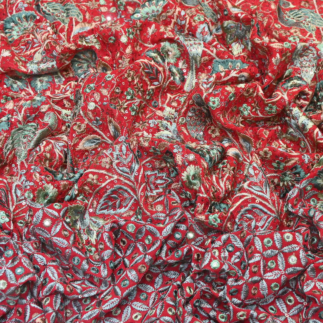 Viscose Georgette Mirror Embroidery Fabric 54" | D30041-02