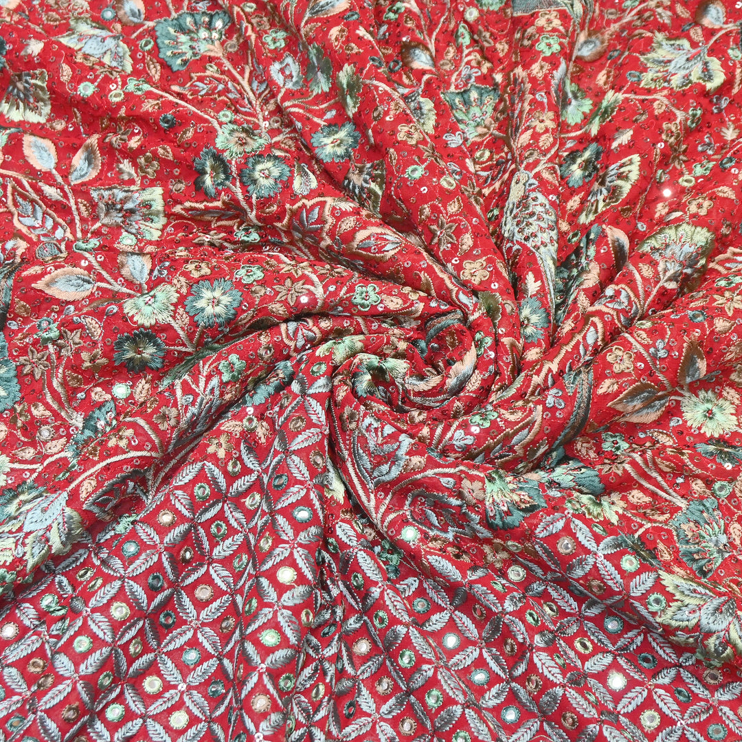 Viscose Georgette Mirror Embroidery Fabric 54" | D30041-02