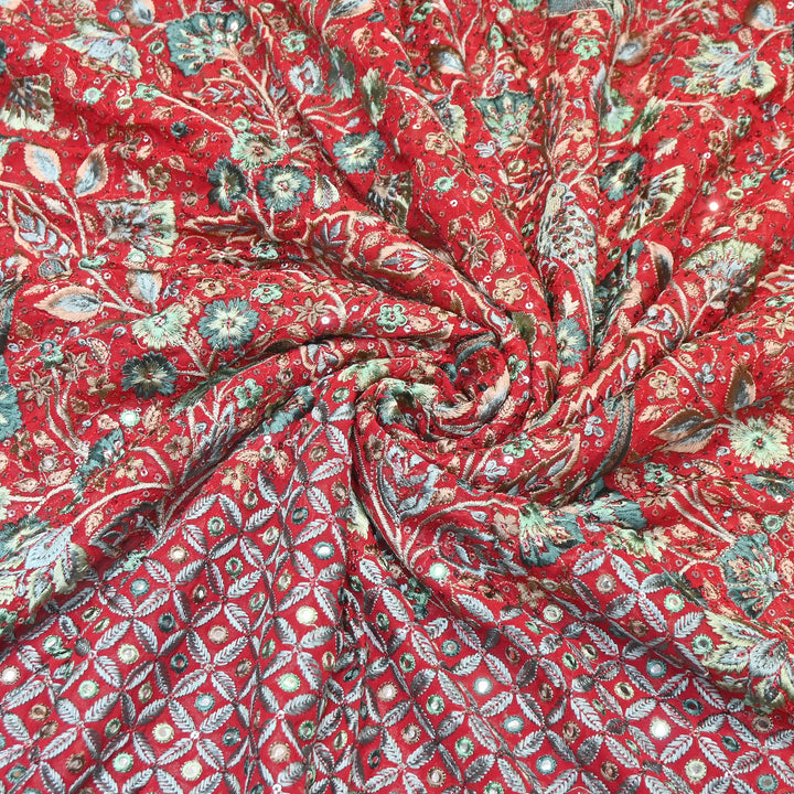 Viscose Georgette Mirror Embroidery Fabric 54" | D30041-02
