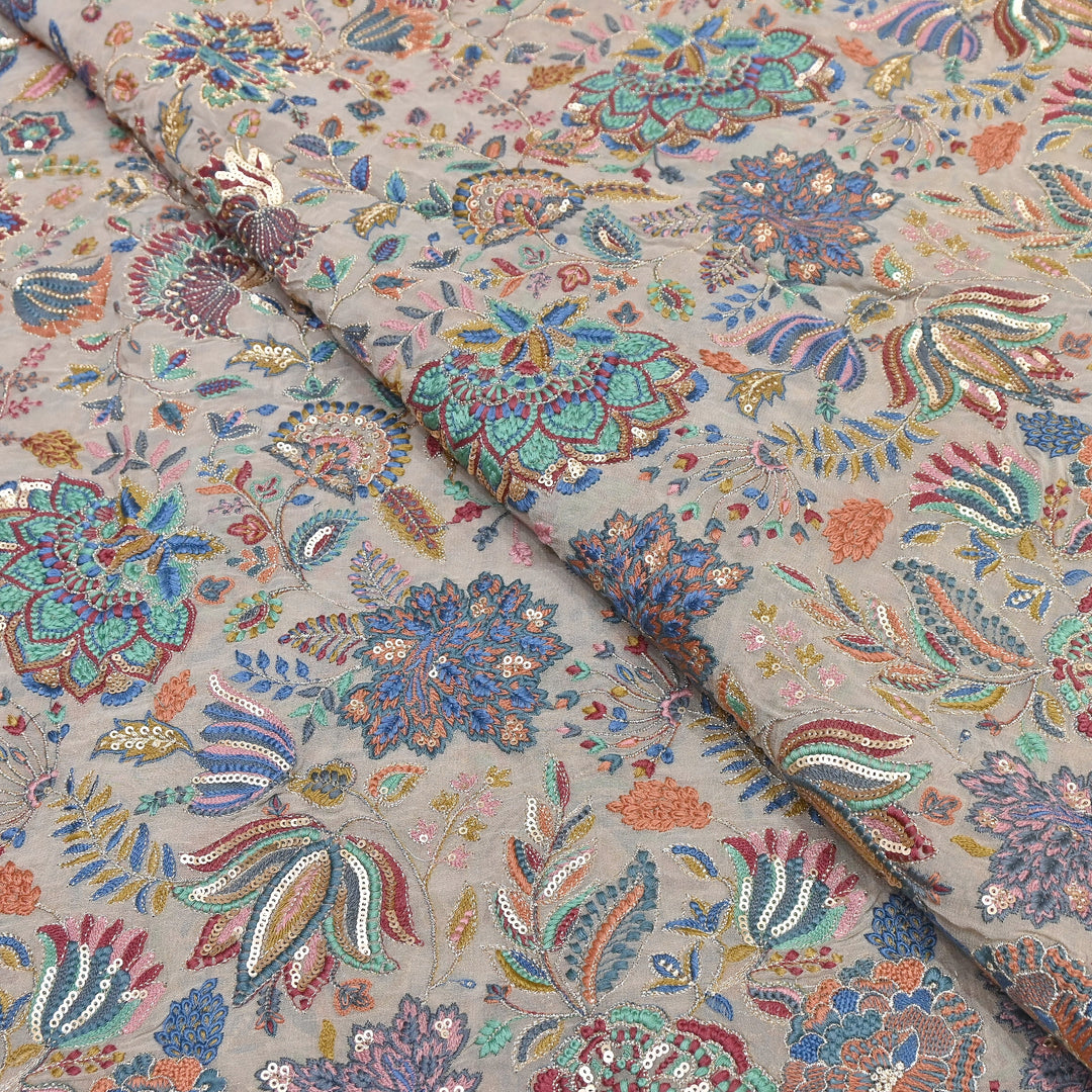 Viscose Georgette Zari With Sequins Embroidery Fabric 54" | D30212-03
