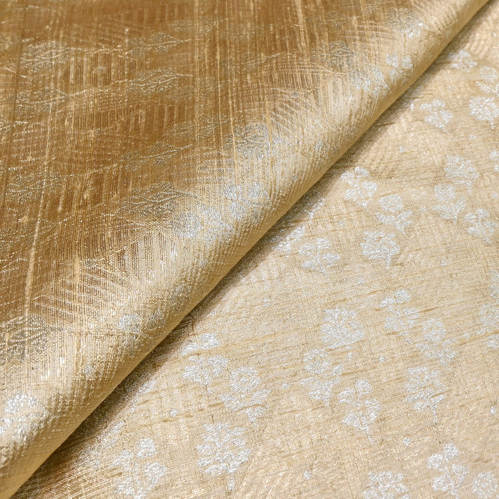 Pure Raw Silk Zari Texture Brocade Fabric 44" | Luxury Traditional Designer Fabric | RAW1000-05