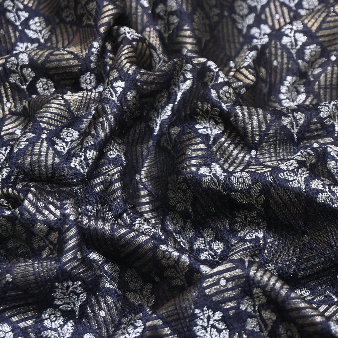 Pure Raw Silk Zari Texture Brocade Fabric 44" | Luxury Traditional Designer Fabric | RAW1000-06