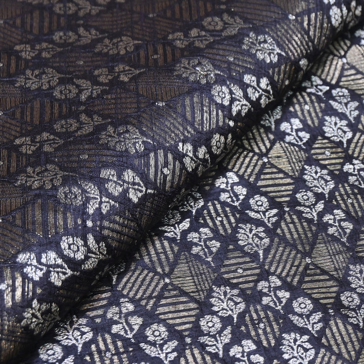 Pure Raw Silk Zari Texture Brocade Fabric 44" | Luxury Traditional Designer Fabric | RAW1000-06