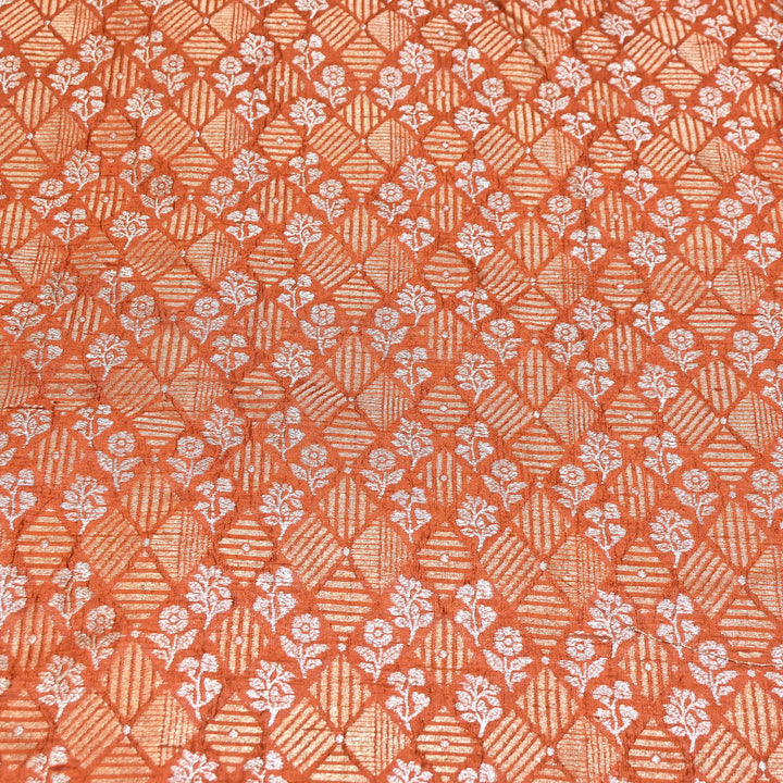 Pure Raw Silk Zari Texture Brocade Fabric 44" | Luxury Traditional Designer Fabric | RAW1000-07