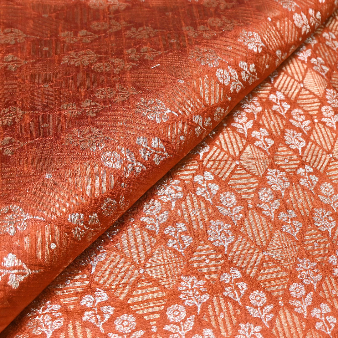Pure Raw Silk Zari Texture Brocade Fabric 44" | Luxury Traditional Designer Fabric | RAW1000-07