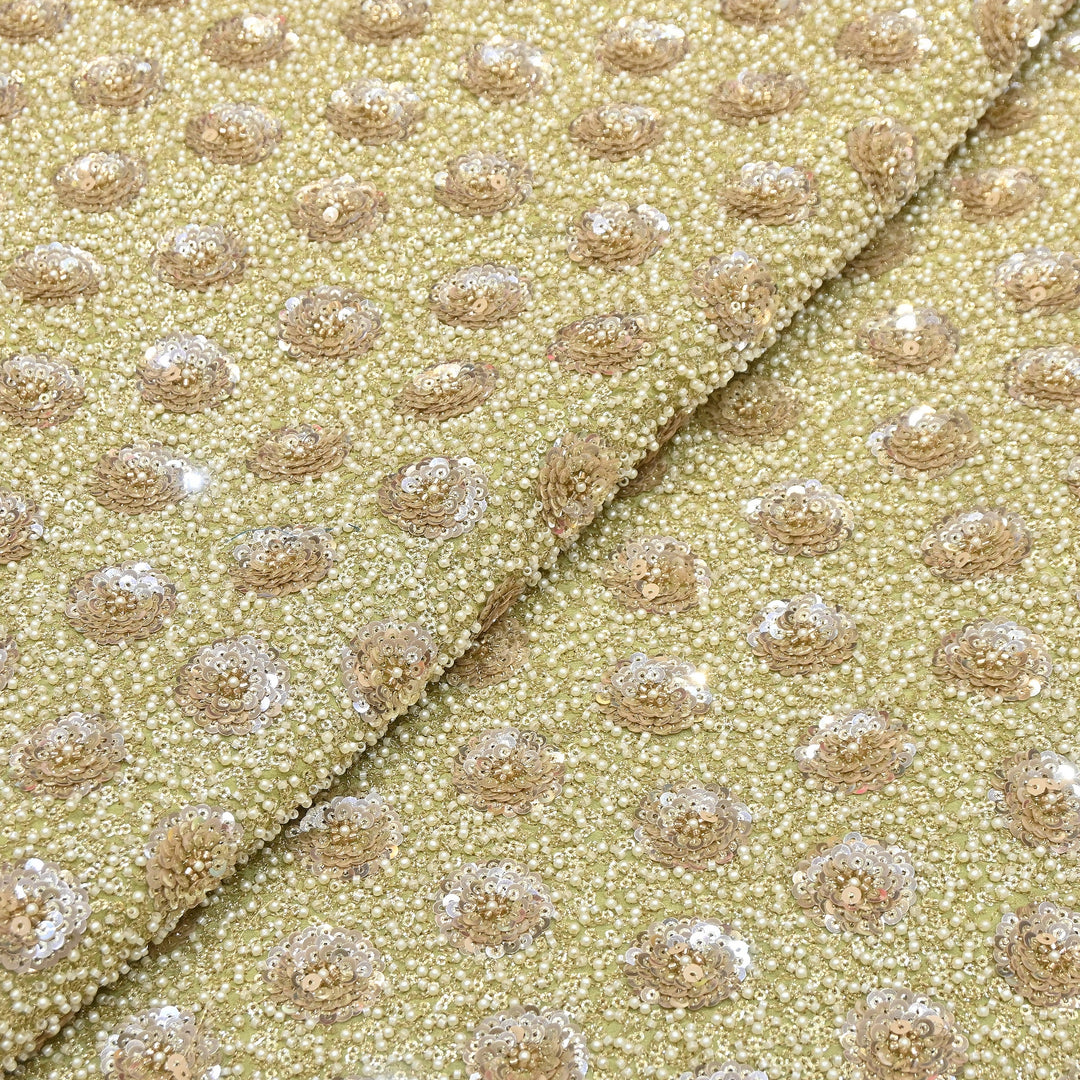 Viscose Georgette Moti & Sequins Embroidery 54"| Designer Fabrics | VI2846C-01
