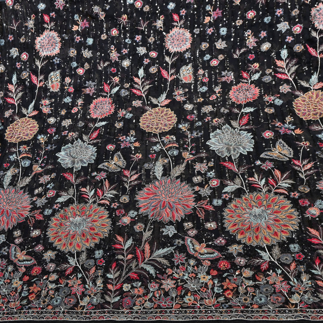 Viscose Georgette Zari With Sequins Embroidery Fabric 54" | D28765-03
