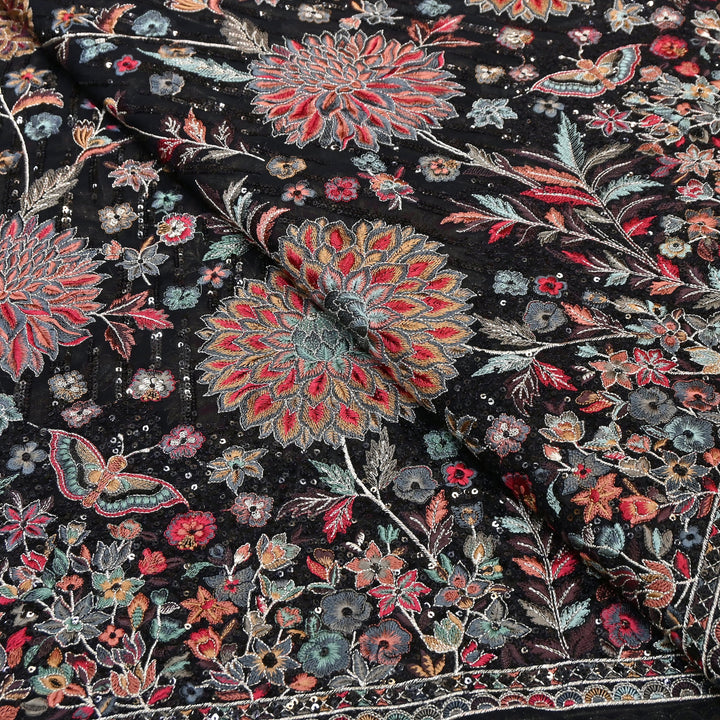 Viscose Georgette Zari With Sequins Embroidery Fabric 54" | D28765-03