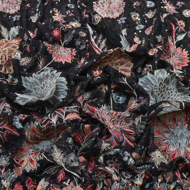 Viscose Georgette Zari With Sequins Embroidery Fabric 54" | D28765-03