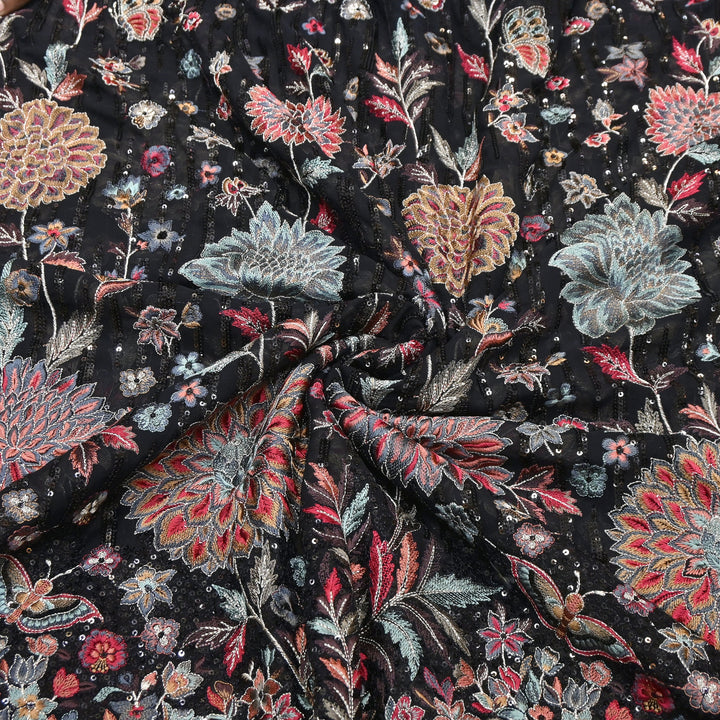 Viscose Georgette Zari With Sequins Embroidery Fabric 54" | D28765-03