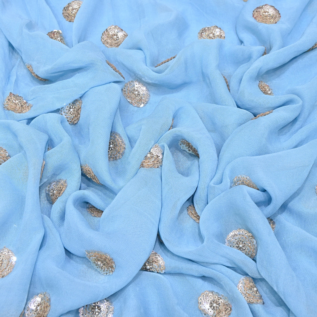 Viscose Georgette Moti & Sequins Embroidery | Designer Fabrics | VI2847C-04