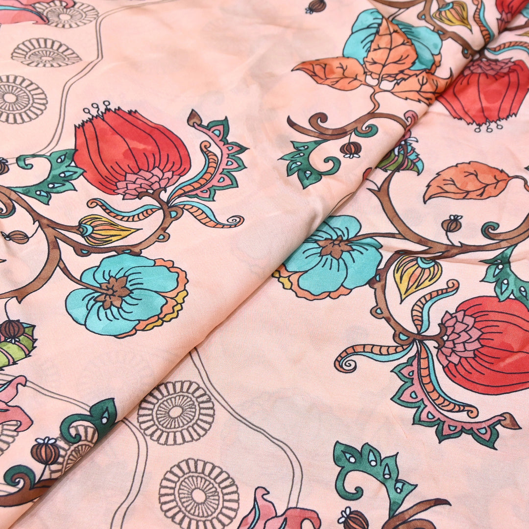 Elegant Modal Satin Digital Print Fabric 5 | Soft Luxury Designer Fabric - 001416-27