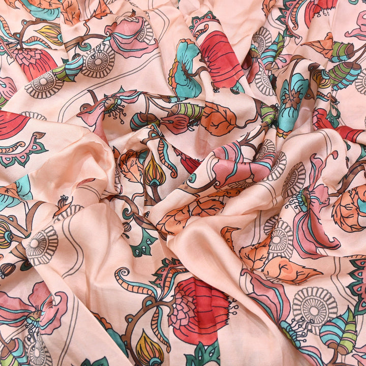 Elegant Modal Satin Digital Print Fabric 5 | Soft Luxury Designer Fabric - 001416-27