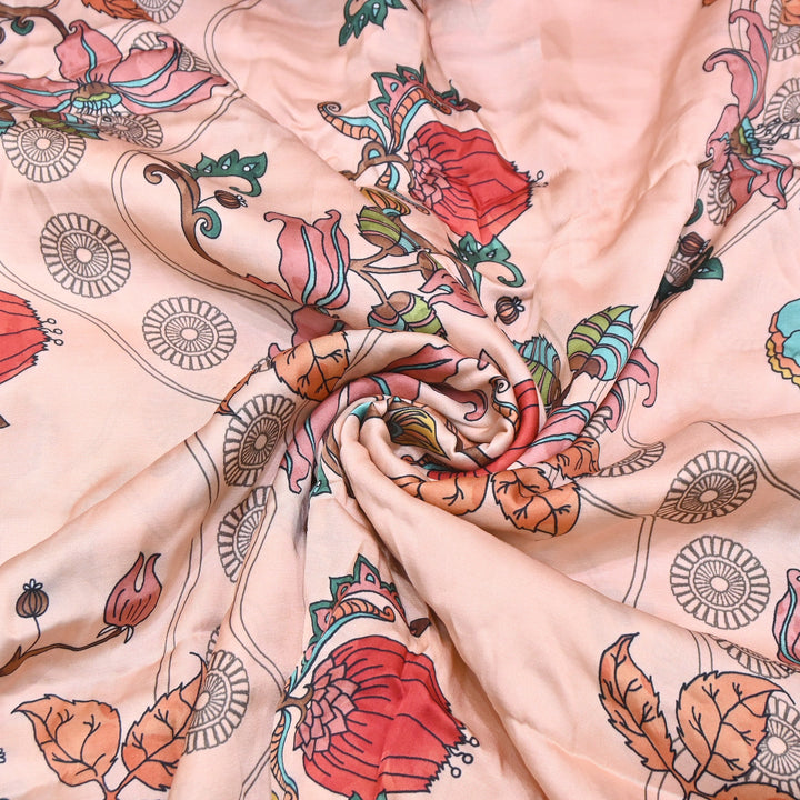 Elegant Modal Satin Digital Print Fabric 5 | Soft Luxury Designer Fabric - 001416-27