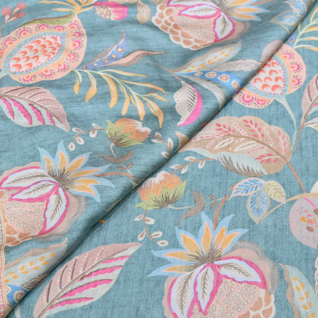 Elegant Modal Satin Digital Print Fabric 5 | Soft Luxury Designer Fabric - 001416-25