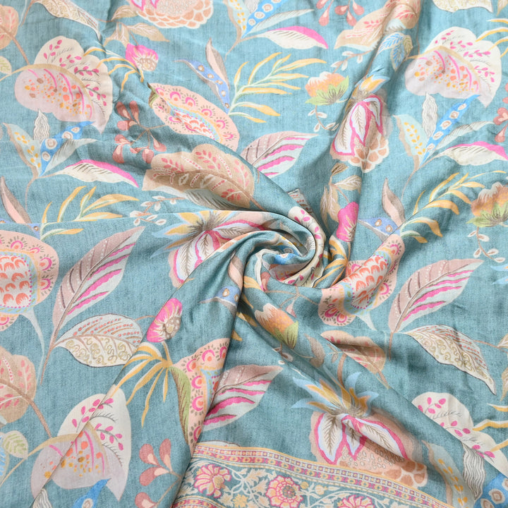 Elegant Modal Satin Digital Print Fabric 5 | Soft Luxury Designer Fabric - 001416-25